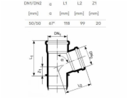 T-kus pro vnitřní kanalizaci HTplus, O 50 / 50 mm, 67°