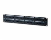 Digitus DN-91648U Digitus CAT 6 patch panel, nestíněný, 48 portů RJ45, 8P8C, LSA, 2U, montáž do stojanu, bl, 482x44x109 mm