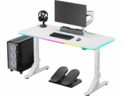 ULTRADESK IRON WHITE herní stůl, 132,5x60,5 cm, 71-81 cm, mechanické nastavení výšky