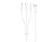 3-in-1 USB to USB-C / Micro USB / Lightning cable Foneng XS01 , 3A, 1.2m (White)