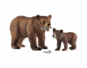 Schleich Wild Life matka medvěda grizzly s mládětem, figurka jako hračka