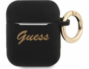 Guess GUA2SSSK Silikonové ochranné pouzdro Vintage Script pro AirPods 1/2 černé