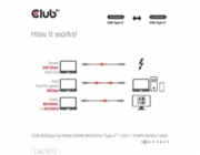 Club3D Kabel USB4 Typ-C, 80Gbps, Certifikovaný kabel, 4K540Hz, 8K240Hz, 16K60Hz, PD 240W, 1.2m, bílá