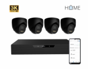 N85P4 HOME NVR PoE recorder + 4x black camera, 3K+ (5 MPx) resolution, set