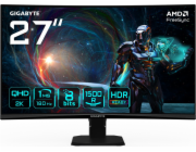 GIGABYTE LCD - 27" Gaming monitor GS27QCA, Prohnutý VA 1500R, 2560x1440 QHD, 180Hz, 5000:1, 250cd/m2, 1ms, 2xHDMI, 1xDP